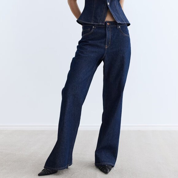 Dark High Rise Wide Leg Jeans - Picture 1 of 5